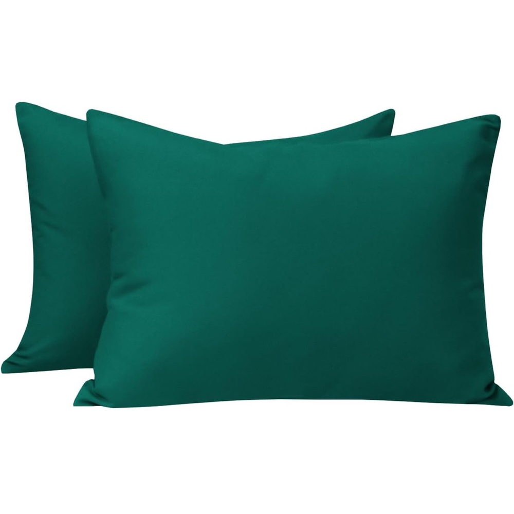 Zippered 13x18 in Pillowcases set of 2 travel dark green brushed microfiber NWT